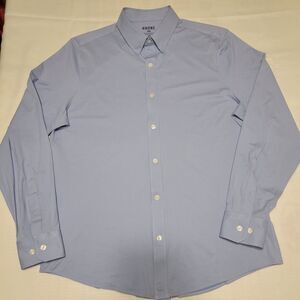 Rhone Men's Large Blue Commuter Shirt Slim Fit, Performance Stretch, Long Sleeve